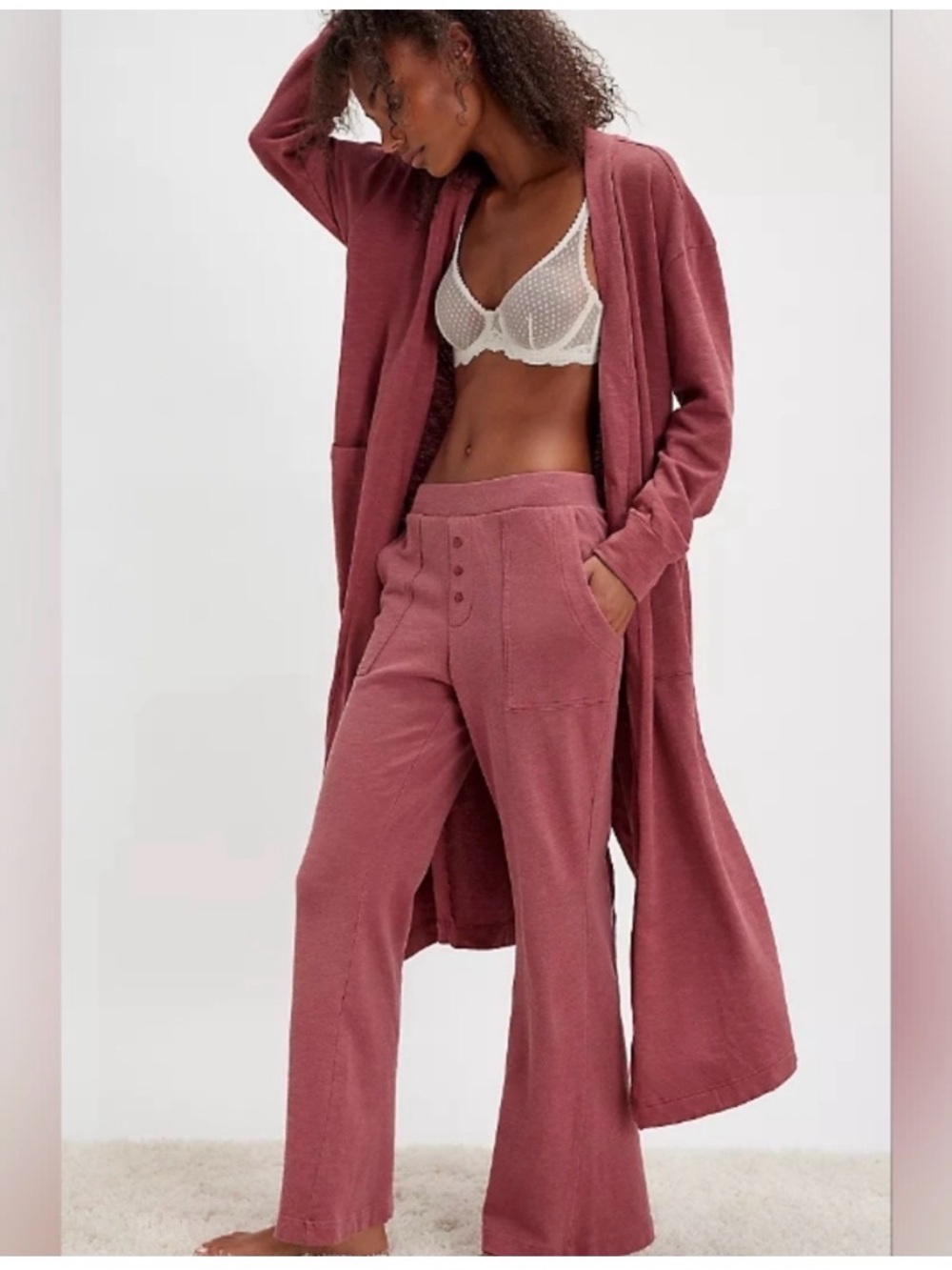 Free People Intimately Babe I’m Yours Slim Flares in Dried Currant Wine Large